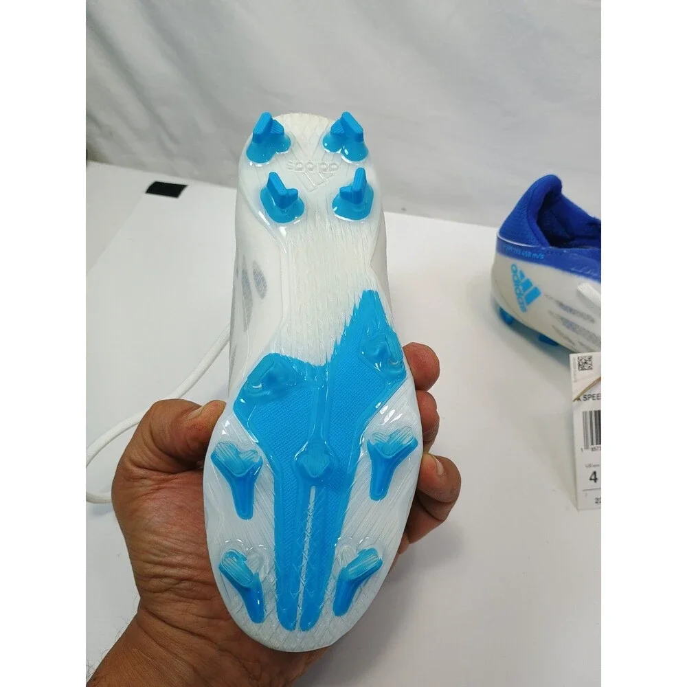 adidas X Speedflow.2 White Blue Soccer Cleats Plastic Lace Up Low Top
